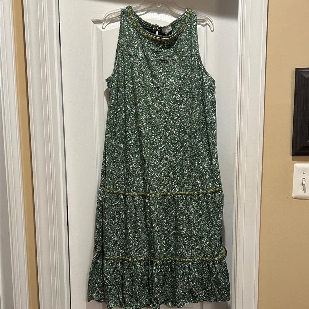 J. Jill Green Floral Midi Dress